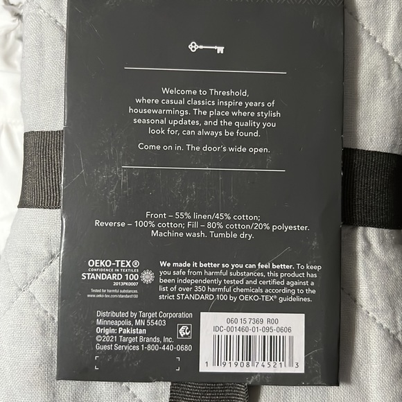 Threshold™ Diamond Stitch Cotton Linen Quilt Standard Sham - Light Gray - Picture 6 of 6